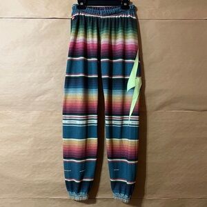 Aviator Nation Serape Tulum Bolt Stitch Sweatpants Pull-On Pants Stripe Size XS